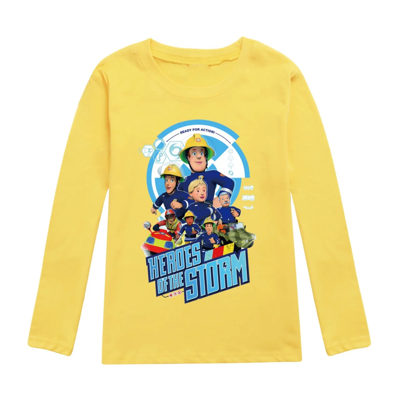 Kids Fireman Sam Long Sleeve T-Shirt – Cartoon Firefighter Cotton Top
