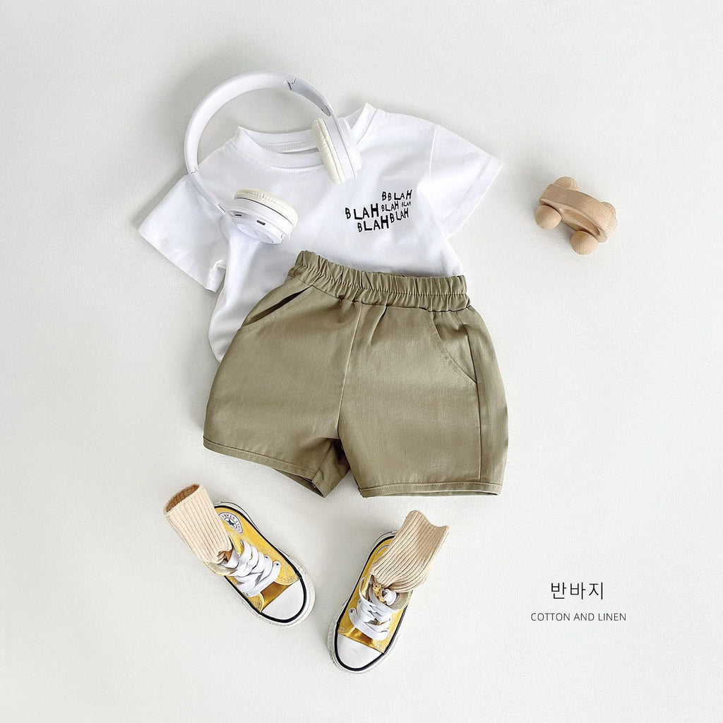Ircomll 2 Pcs Summer Baby Workwear shorts 100% Organic Cotton for Infant Baby and Toddler, Boys, Girls Breathable Leisure Shorts