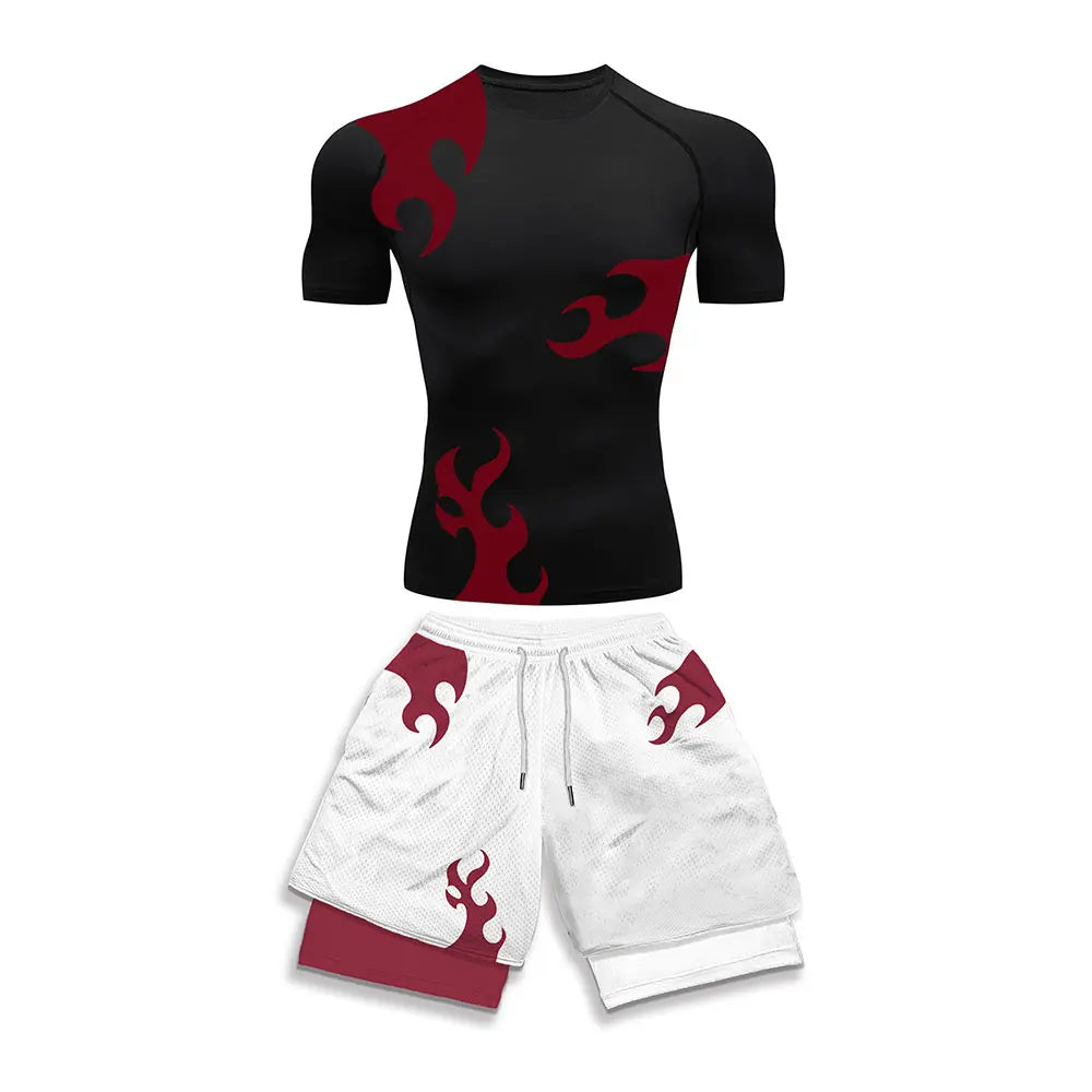Men's Compression Sports Suit 2-Piece Set – Trendy Athletic Fitness Running Outfit