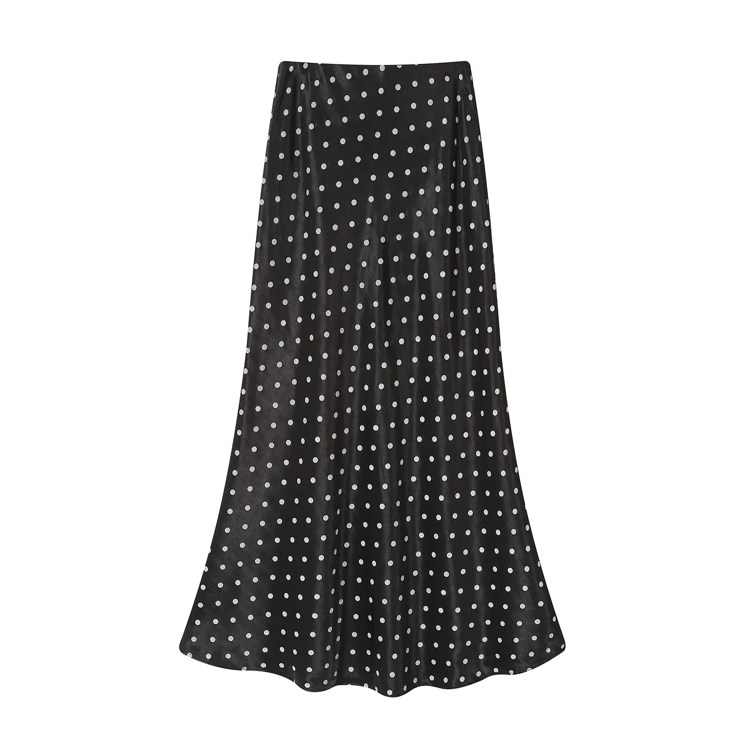 Seoulish Vintage Polka Dot Satin Mermaid Skirts for Women 2026 New Spring Summer High Waist Casual Mid Length Women's Skirts