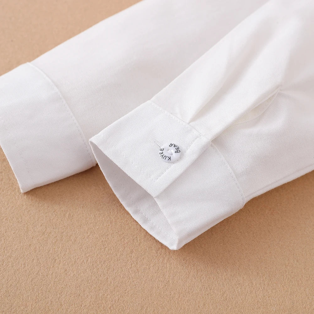 Boys School Uniform Long Sleeve Shirt – Turn-Down Collar Cotton Top