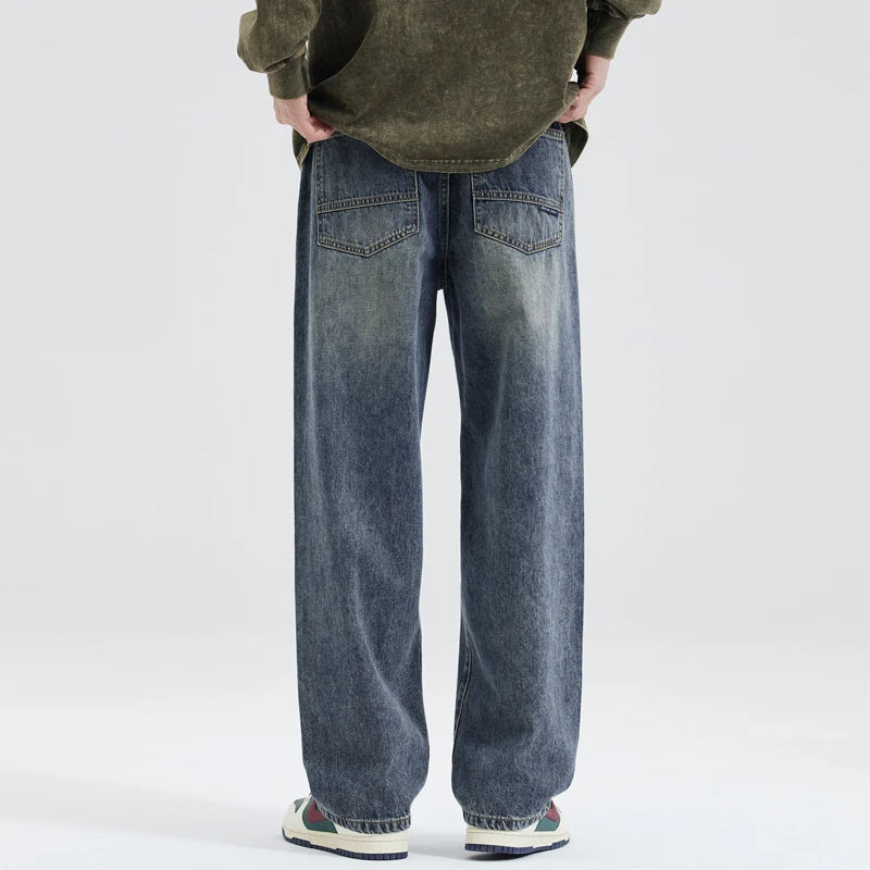 Men's Y2K Vintage Baggy Wide Leg Jeans – Korean Oversize Straight Denim Trousers