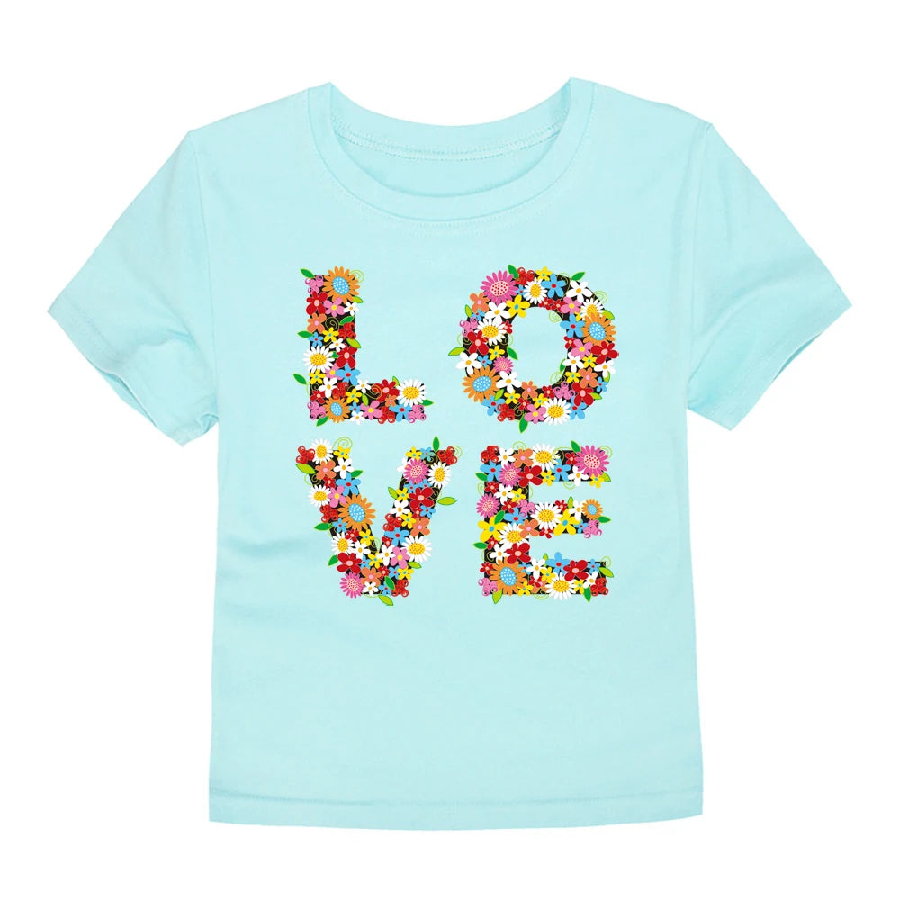 Girls Rainbow Cartoon Cotton T-Shirt – Colorful Summer Tee Ages 2–14