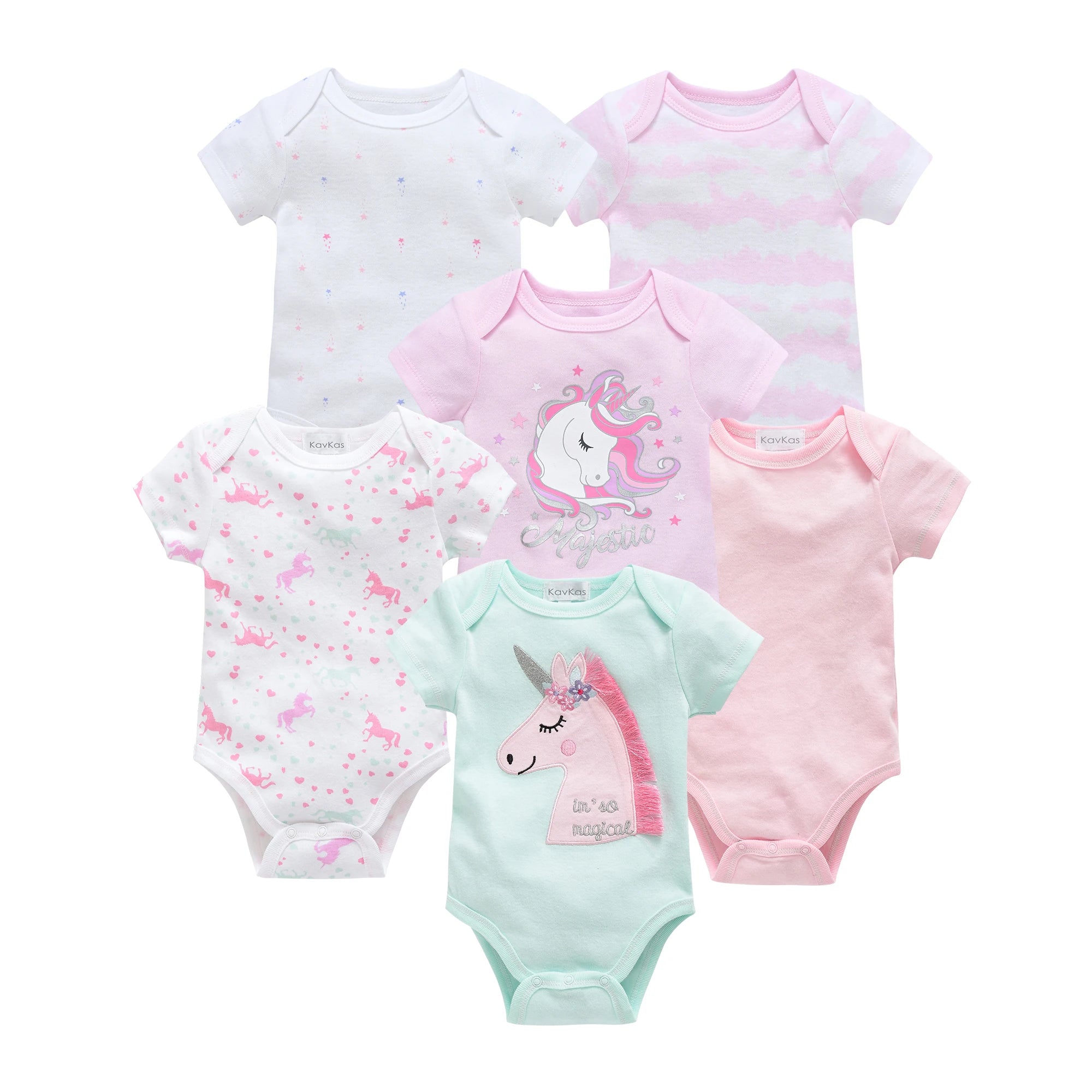 Baby Girls Cotton Short Sleeve Bodysuit – Newborn Onesie 3–6 Pack