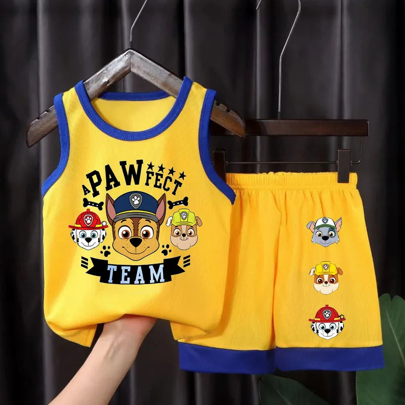 Boys PAW Patrol Mesh Basketball Vest & Shorts Set – Breathable Summer Outfit