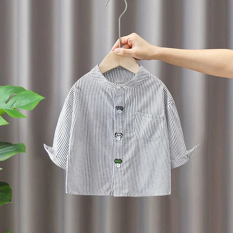 Baby Boys Striped Long Sleeve Shirt – Casual Cotton Kids Top