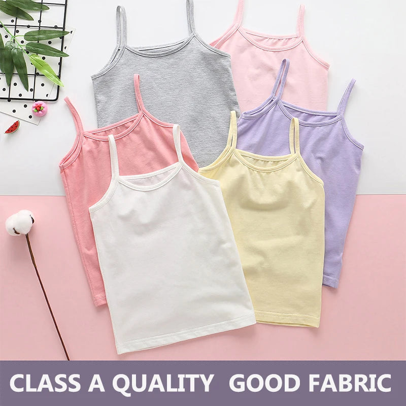 Girls Cotton Colored Tank Top – Soft Camisole Undershirt for Kids
