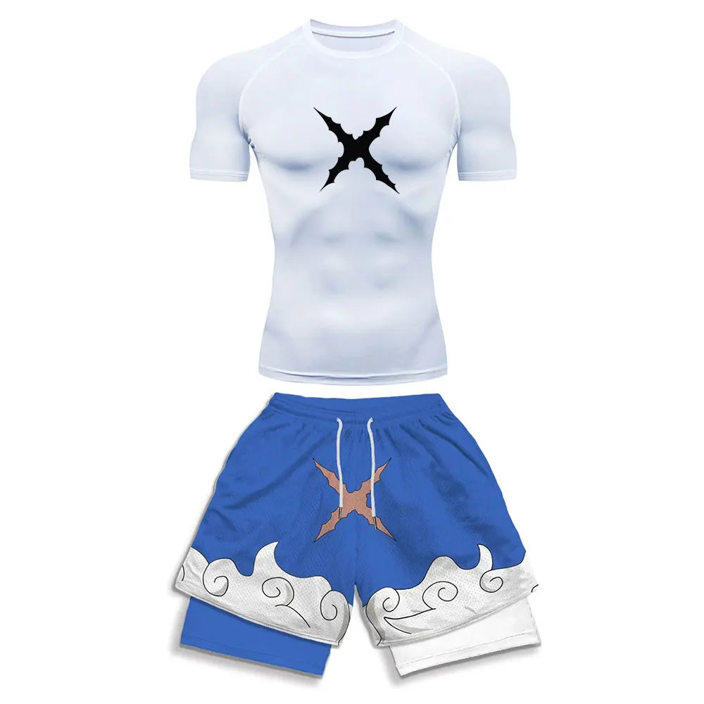Men's Compression Sports Suit 2-Piece Set – Trendy Athletic Fitness Running Outfit