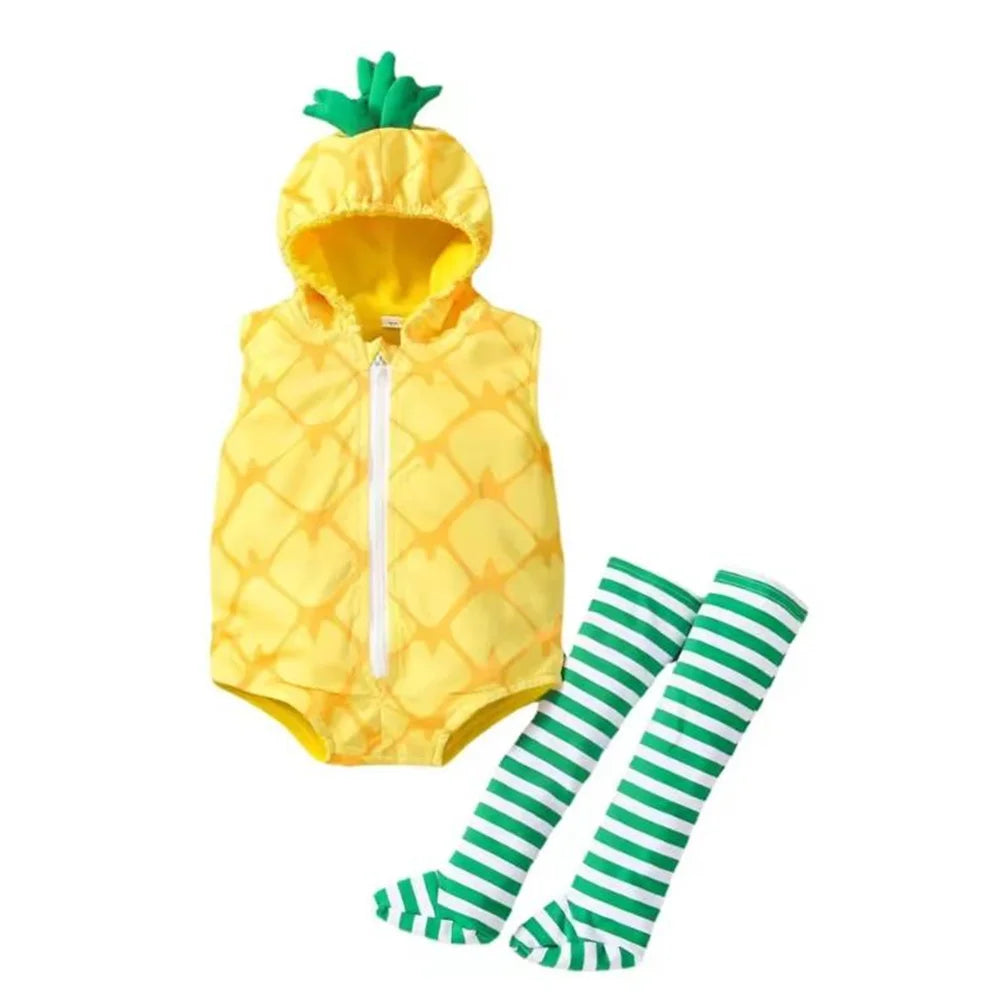 New Designer Cartoon Clothing Zip-up Hooded Romper + Stockings Baby Boy Clothes Baby Girl Casual Sets