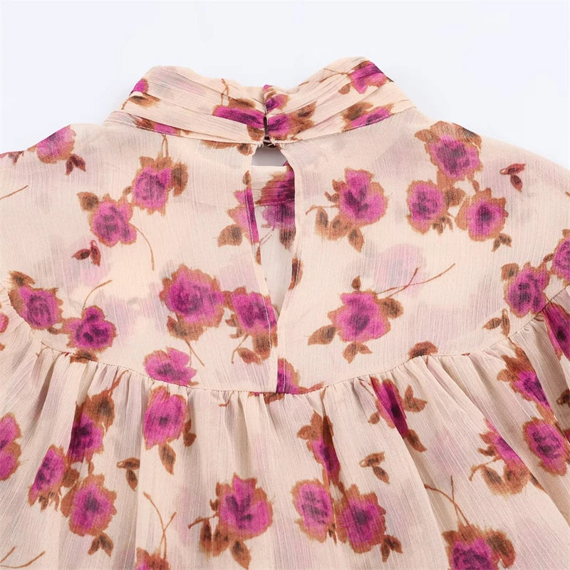 Women's Vintage Print Layered Long Sleeve Shirt – Chic Personality Casual Top