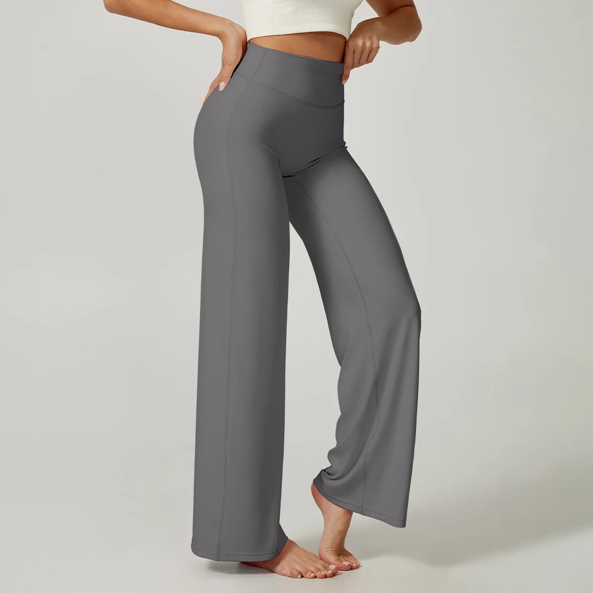 Women's High Waist Wide Leg Flare Lounge Pants – Tummy Control Workout Trousers