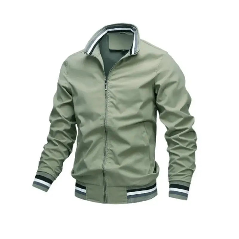 Men's White Waterproof Bomber Jacket – Casual Outdoor Sports Coat