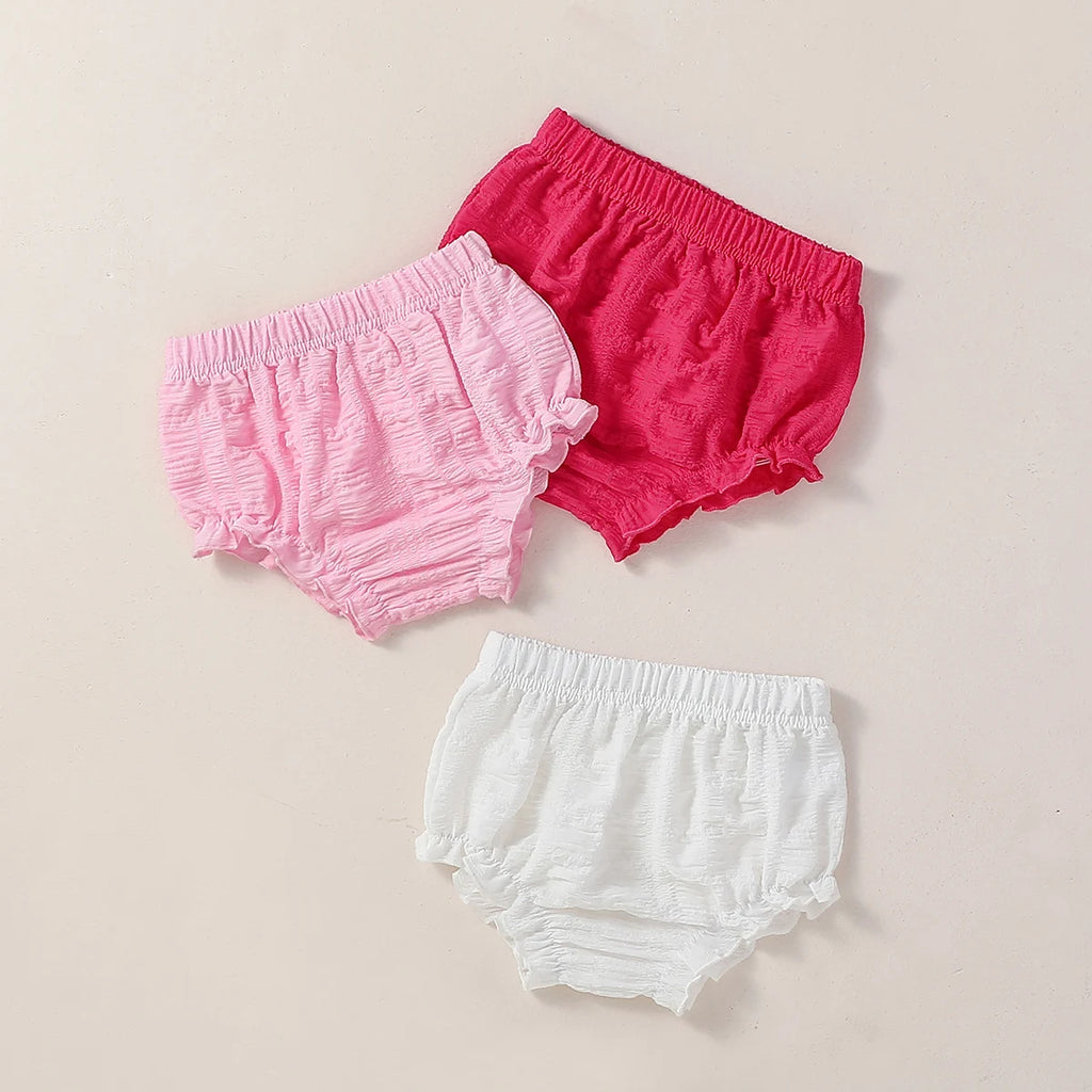 New Fahion Baby Girls Solid Short Pants 3pcs Summer Casual Wear