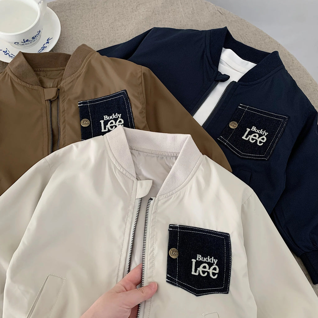Kids Contrasting Color Pocket Baseball Jacket – Cool Zipper Shirt Outerwear
