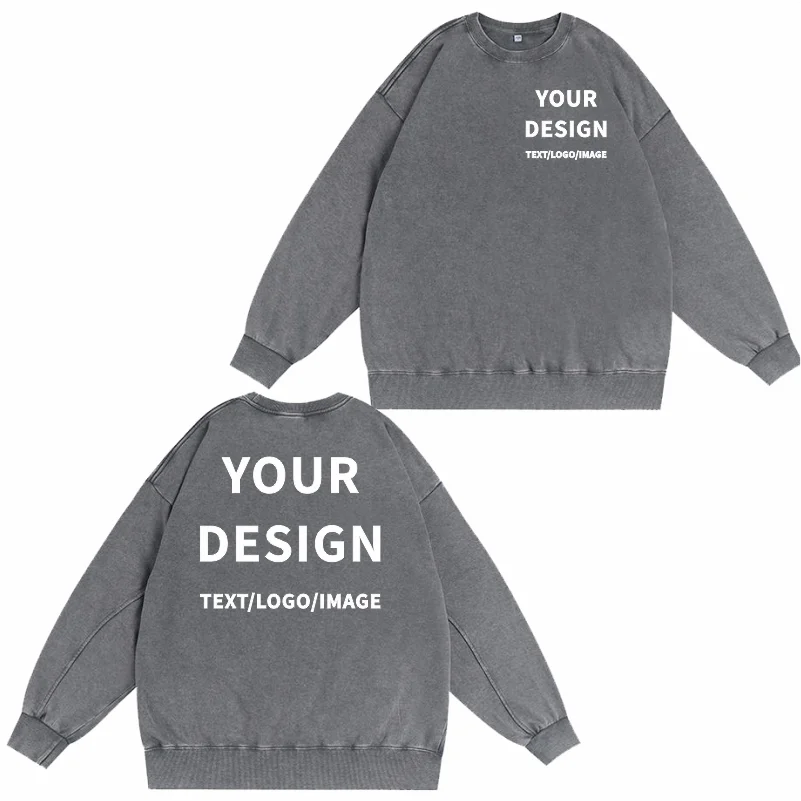Custom Tie-Dye Washed Pullover Sweatshirt – Casual Embroidery Print Unisex Hoodie