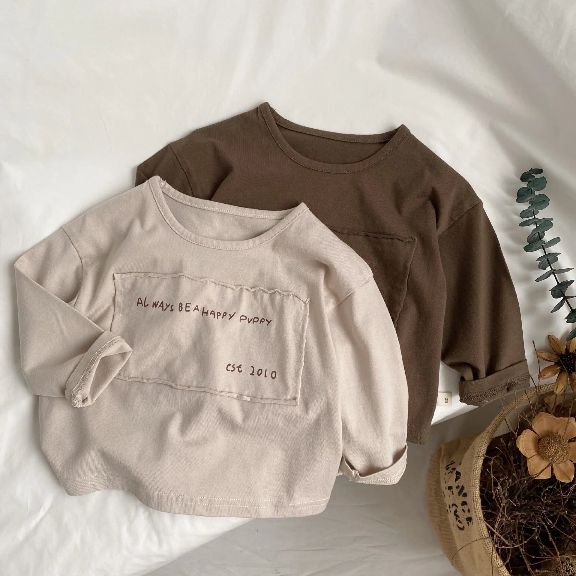 Kids Letter Print Long Sleeve T-Shirt – Casual Cotton Patch Top