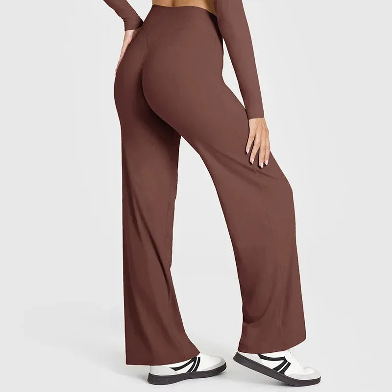 Women's Butter Fabric Straight-Leg Yoga Pants – Ultra Soft Mid-Waist Gym Pilates Trousers