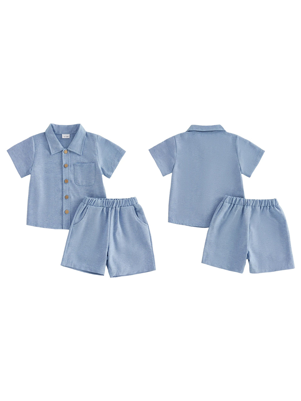Boys Button Up Shirt & Solid Shorts Set – Stylish Summer 2-Piece Outfit