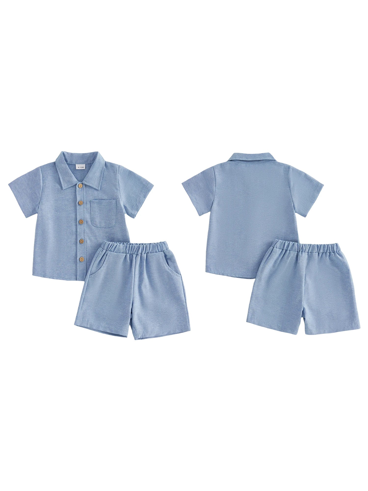 Boys Button Up Shirt & Solid Shorts Set – Stylish Summer 2-Piece Outfit