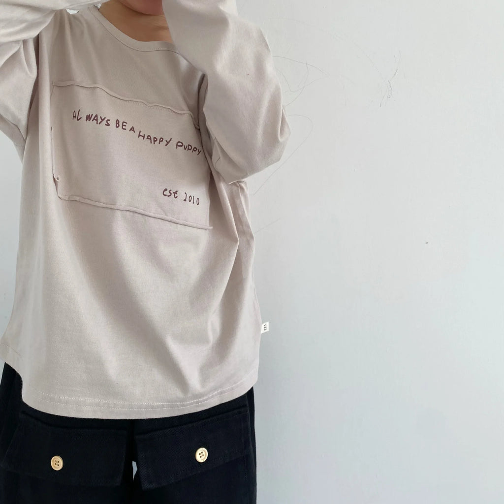 Kids Letter Print Long Sleeve T-Shirt – Casual Cotton Patch Top