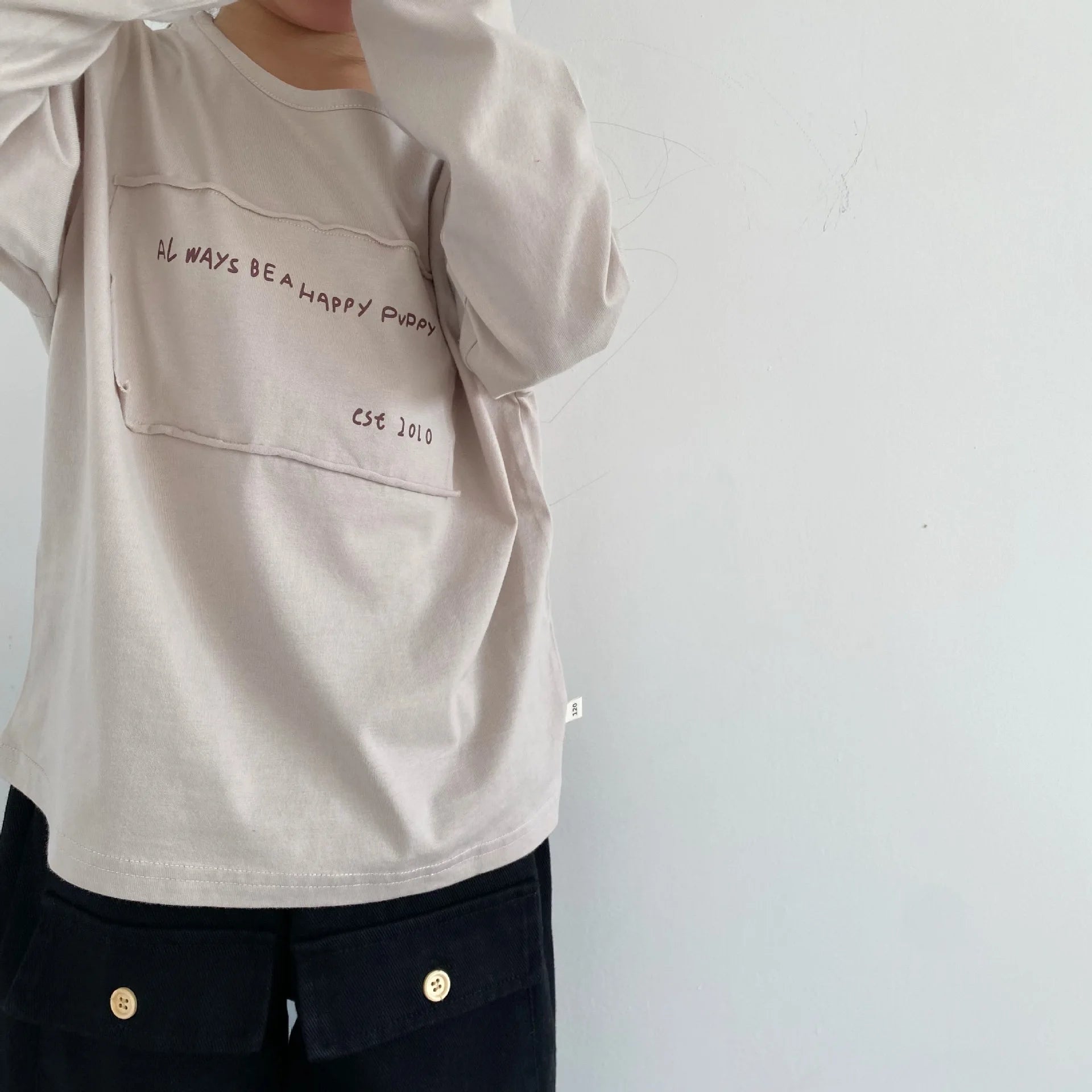 Kids Letter Print Long Sleeve T-Shirt – Casual Cotton Patch Top