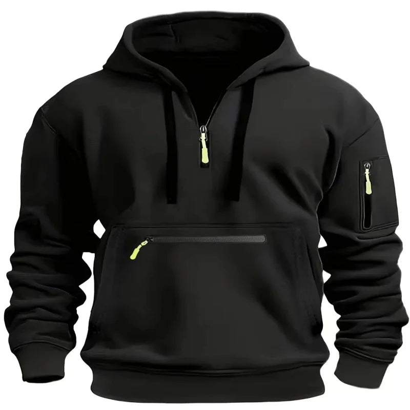 Men's Multi-Pocket Hoodie & Jogger Pants Set – 2-Piece Fitness Tracksuit