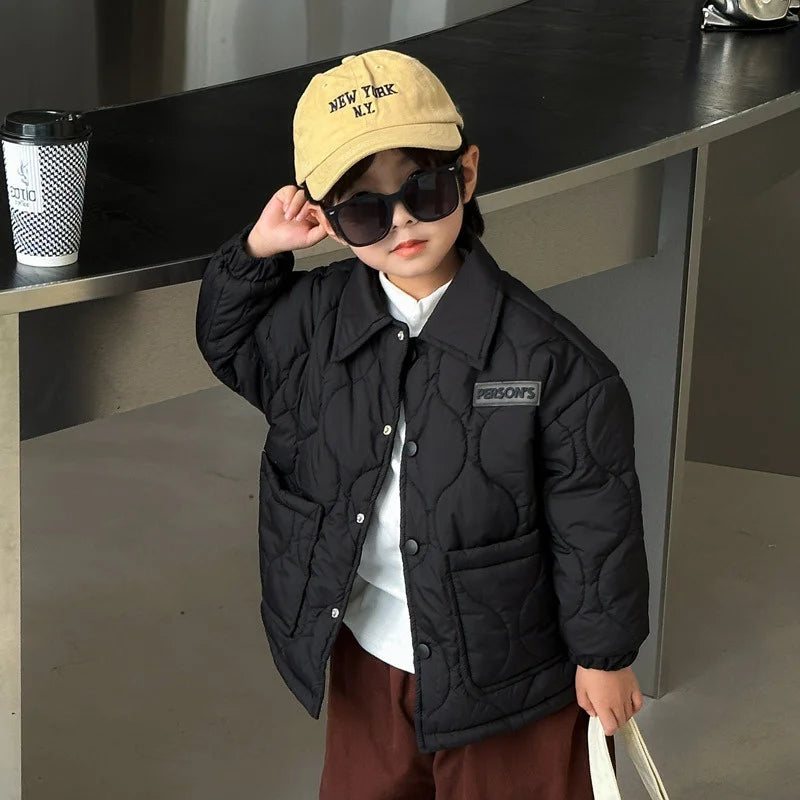 Kids Fleece Down Padded Warm Jacket – Windproof Hooded Winter Coat