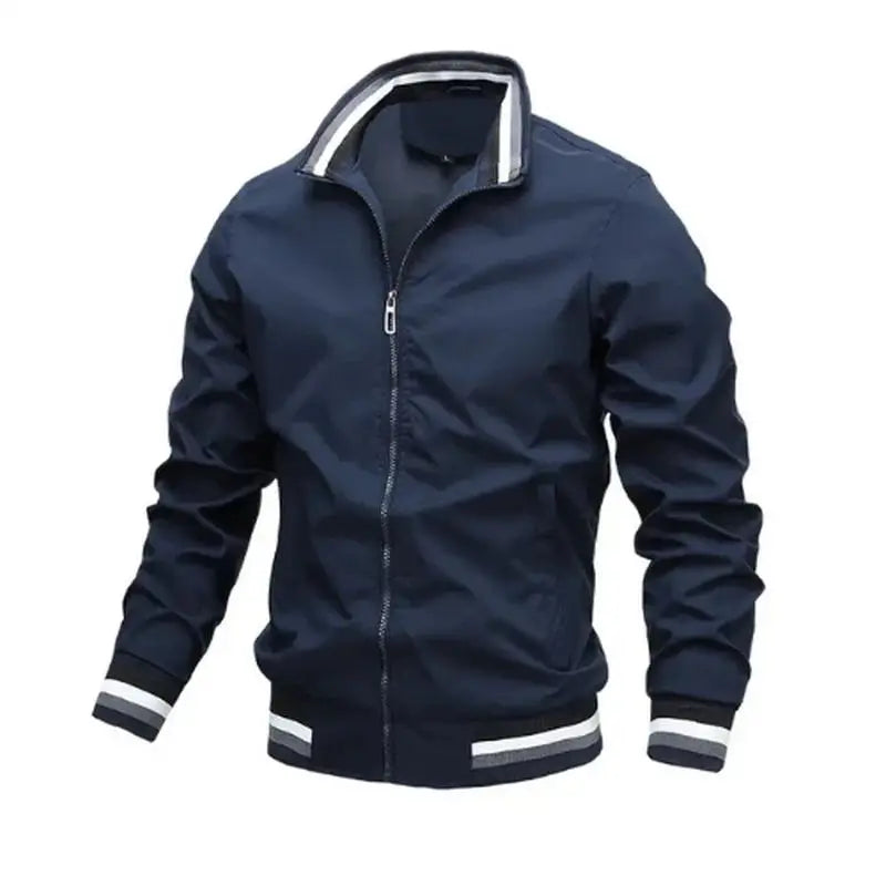 Men's White Waterproof Bomber Jacket – Casual Outdoor Sports Coat