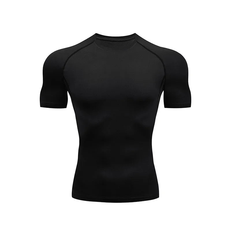 Fashionable printed breathable compression sportswear men's training two-piece set tight T-shirt shorts gym workout set