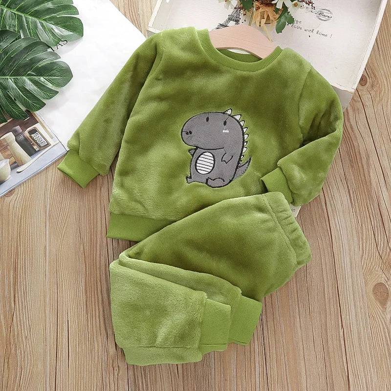 IYEAL Baby Boy Girl Clothes Pajamas Set Flannel Fleece Toddler Children Warm Sleepwear Kids Home Suit Pyjamas Nightwear 1-7Years