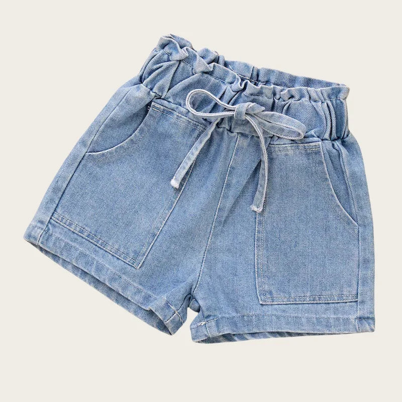 Summer 3-9 Y Kids Girls Short Jeans Children Girls Cotton Denim Shorts Stylish Wear with Elastic Waist and Trendy Designs Pants