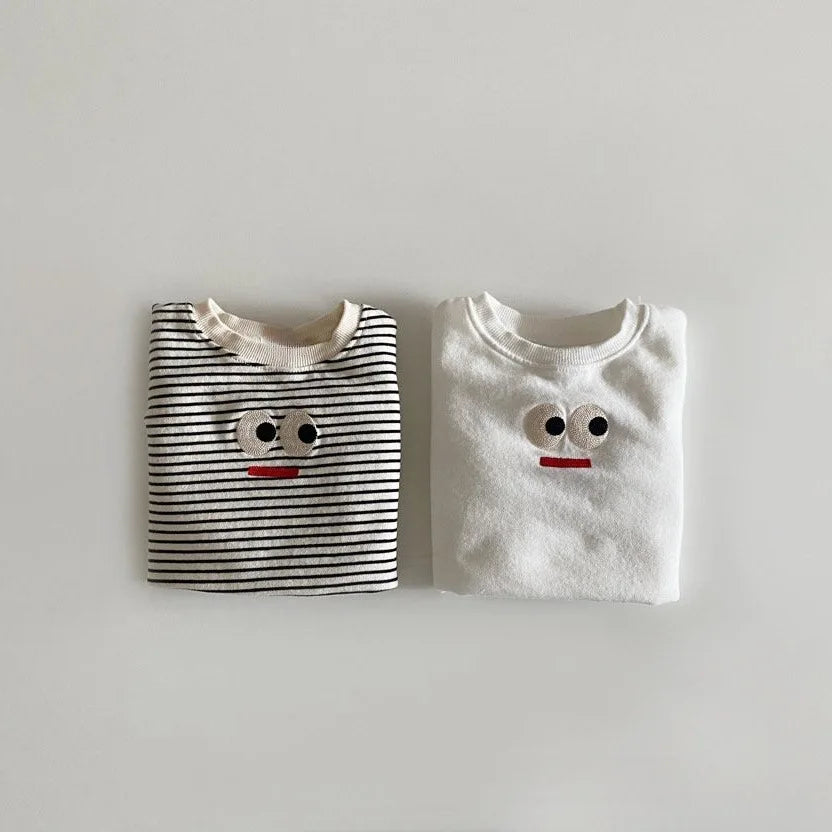 Baby Embroidered Big Eyes T-Shirt – Cute Short Sleeve Cotton Tee