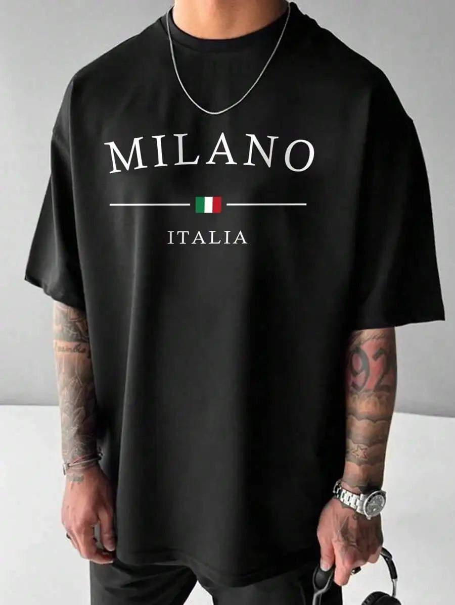 Men's Loose Fit Casual Graphic Print Short Sleeve T-Shirt