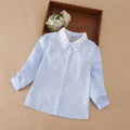 Girls Blue Striped Lace Collar Long Sleeve Shirt – 100% Cotton Blouse Ages 5–12