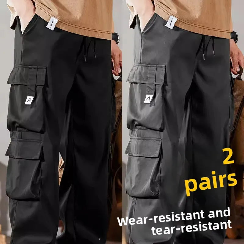 Men's Workwear Pants Large Size Casual Loose Fit Trousers for Construction Wear Summer Wearable Durable Cuffed Pants