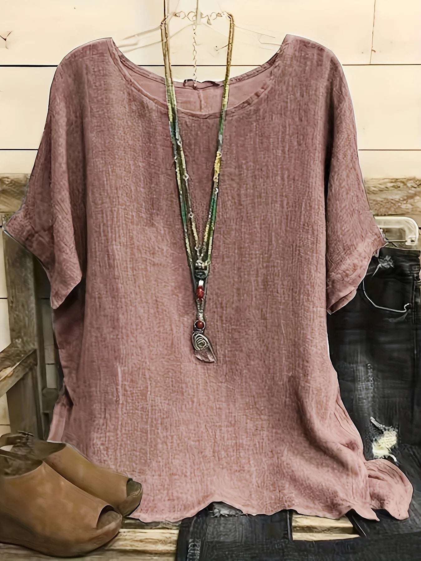 plus Size Women's Solid Color round Neck Casual Short Sleeve T-Shirt Comfortable Fit Basic Top
