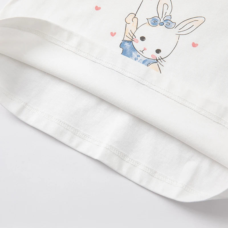 Baby Girl Cartoon Puff Sleeve T-Shirt – Soft White Kids Tee