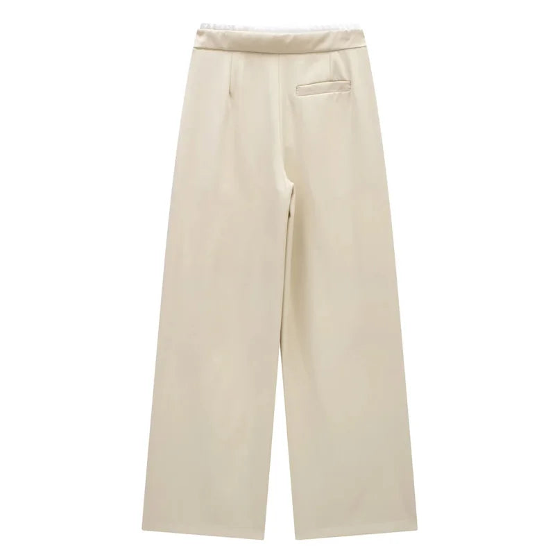 Women's Pleated Baggy Lace-Up Office Pants – Fluid Casual Trousers