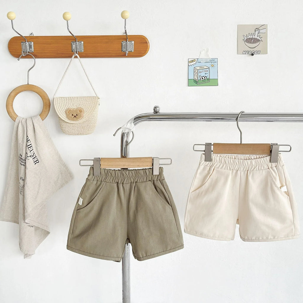 Ircomll 2 Pcs Summer Baby Workwear shorts 100% Organic Cotton for Infant Baby and Toddler, Boys, Girls Breathable Leisure Shorts