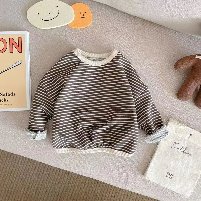 Kids Striped Long Sleeve T-Shirt – Soft Cotton Casual Toddler Top
