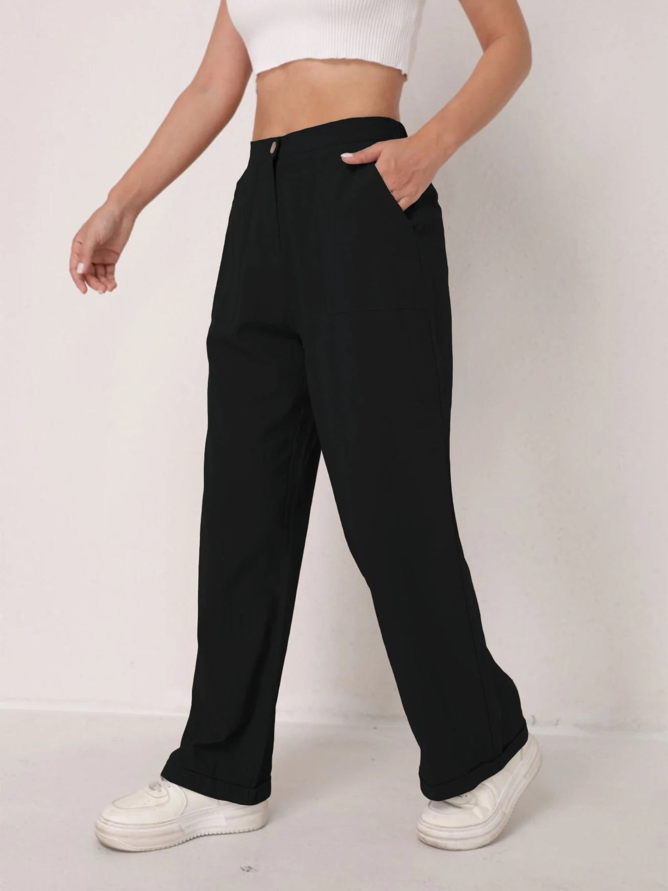 Women's Elegant Linen Wide Leg Slimming Pants – High Waist Drapey Casual Summer Trousers