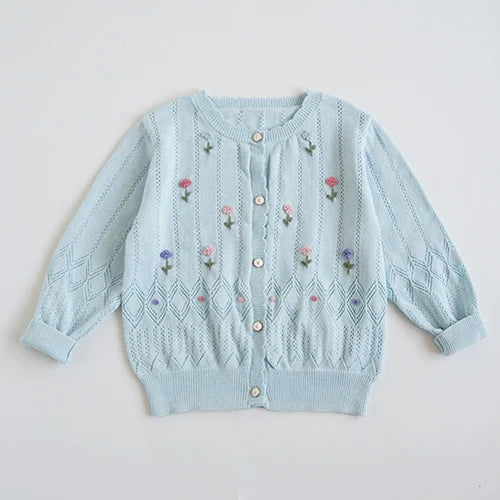 Kids Cartoon Print Knit Cardigan Coat – Casual Long Sleeve Sweater Jacket