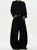 Men's American Baggy Wide Leg Curved Denim Jeans – Loose Solid Color Trendy Trousers