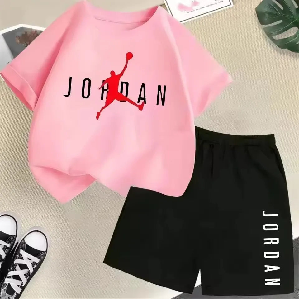 Summer Short Sleeve Children Set Slam Dunk Master Pattern Print Sports T-shirt+Shorts 2pcs Set Kids Boys Girls Fashion Tracksuit
