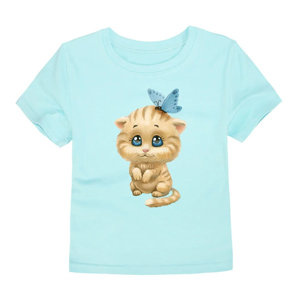 Girls Rainbow Cartoon Cotton T-Shirt – Colorful Summer Tee Ages 2–14
