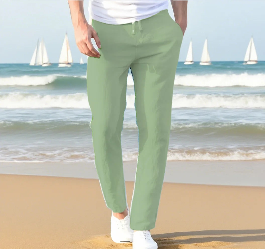 Autumn Linen Wide Men Pants Korean Trousers Oversize Cotton Streetwear Male New Yoga Pants Casual Men Clothing Sweatpants