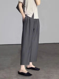 Women's High Waist Harem Pants with Pockets – Elegant Office Ankle Length Trousers