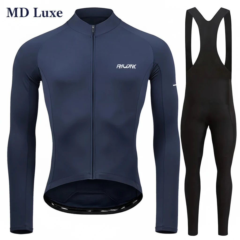 RAUDAX 2024 Man's Winter Cycling Clothing Long Sleeves Thermal Fleece Cycling Jersey Set Outdoor Keep Warm Road Bike Sportswear