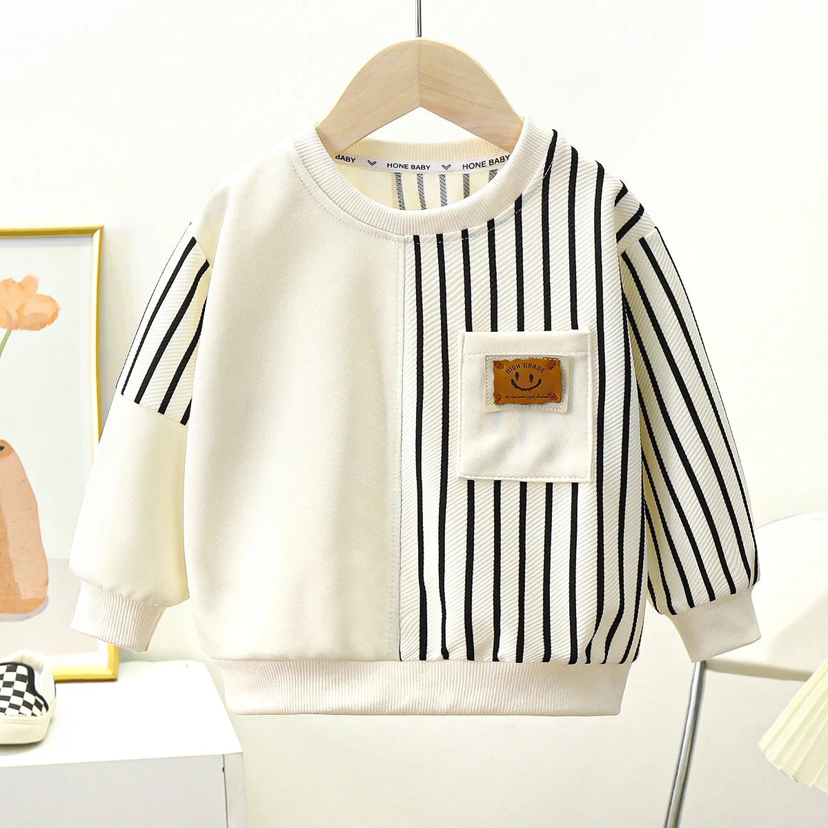 Kids Round Neck Long Sleeve Sweater & Pants Set – Trendy 2-Piece Spring Outfit