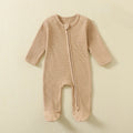 Organic Cotton Baby Rompers Waffle 100% Cotton Infant Boys Girls Jumpsuit Zipper Footed Solid Long-Sleeve Pajamas Sleepsuits